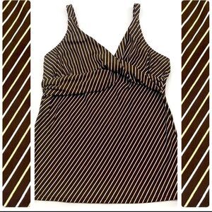 Modbe Swim Retro Twisted Tankini Top Sz L